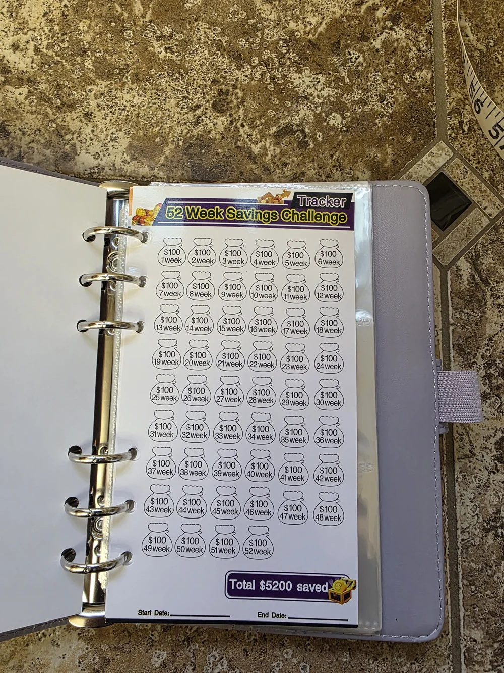 52 Week Savings Challenge Lilac Planner A6 Binder BRAND NEW